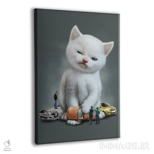 تابلو بچهگربه در مقابل خودروها اثر آدام لاولس - نمای پرسپکتیو محصول