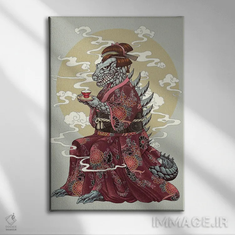 تابلو کیمونو (لباس سنتی ژاپنی) اثر آدام لاولس - نمای روبهرو روی دیوار