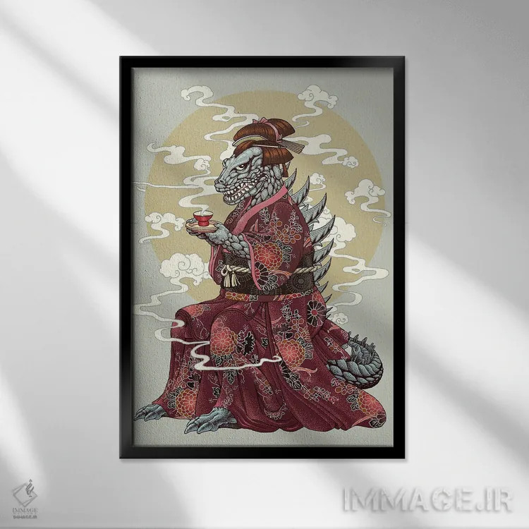 تابلو کیمونو (لباس سنتی ژاپنی) اثر آدام لاولس - نمای قابدار مشکی