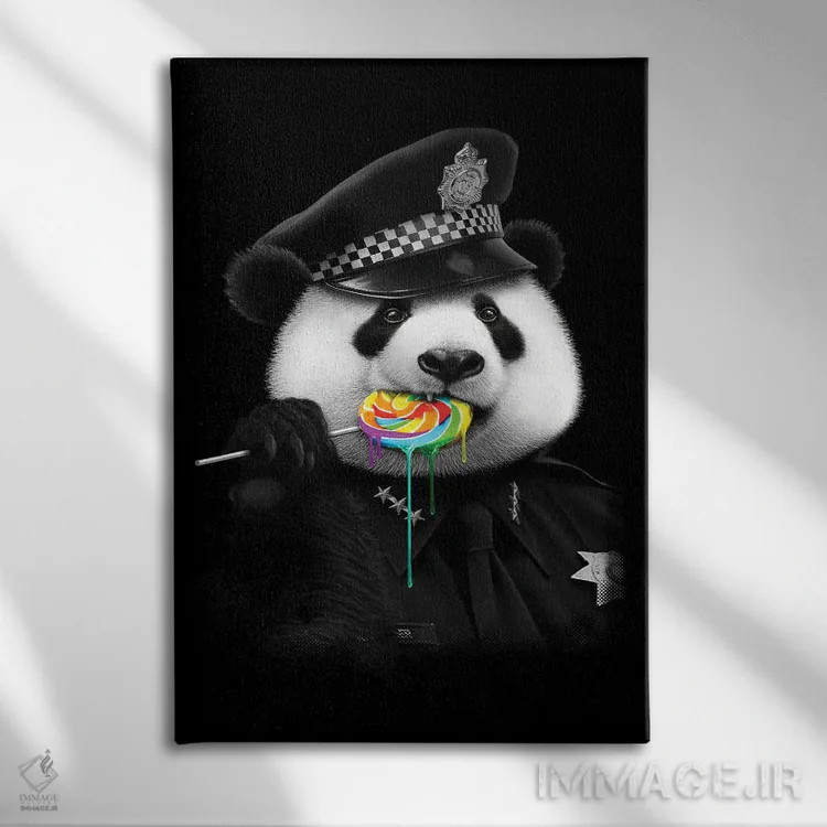 تابلو پلیس آبنبات چوبی (شخصیت فانتزی) اثر آدام لاولس - نمای روبهرو روی دیوار