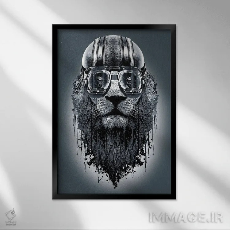 تابلو شیرسوار اثر آدام لاولس - نمای قابدار مشکی