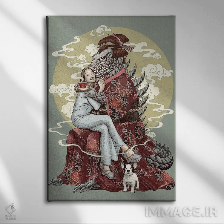 تابلو من را دوست بدار، سگم را هم دوست بدار اثر آدام لاولس - نمای روبهرو روی دیوار