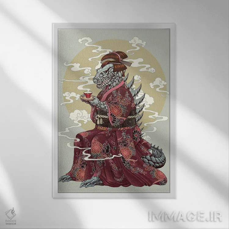 تابلو کیمونو (لباس سنتی ژاپنی) اثر آدام لاولس - نمای قابدار سفید