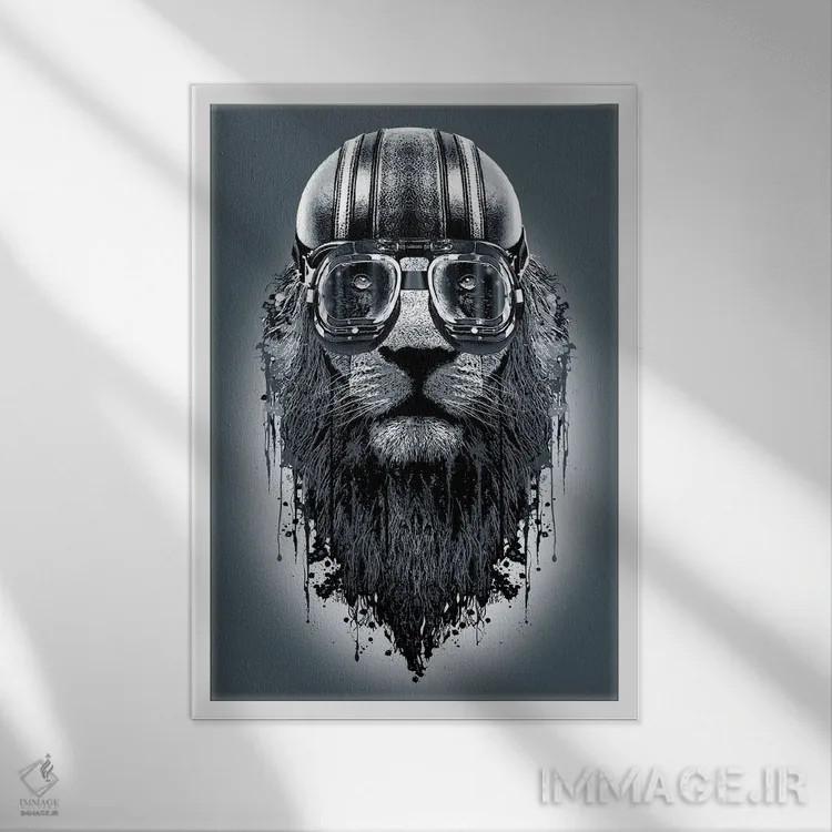 تابلو شیرسوار اثر آدام لاولس - نمای قابدار سفید