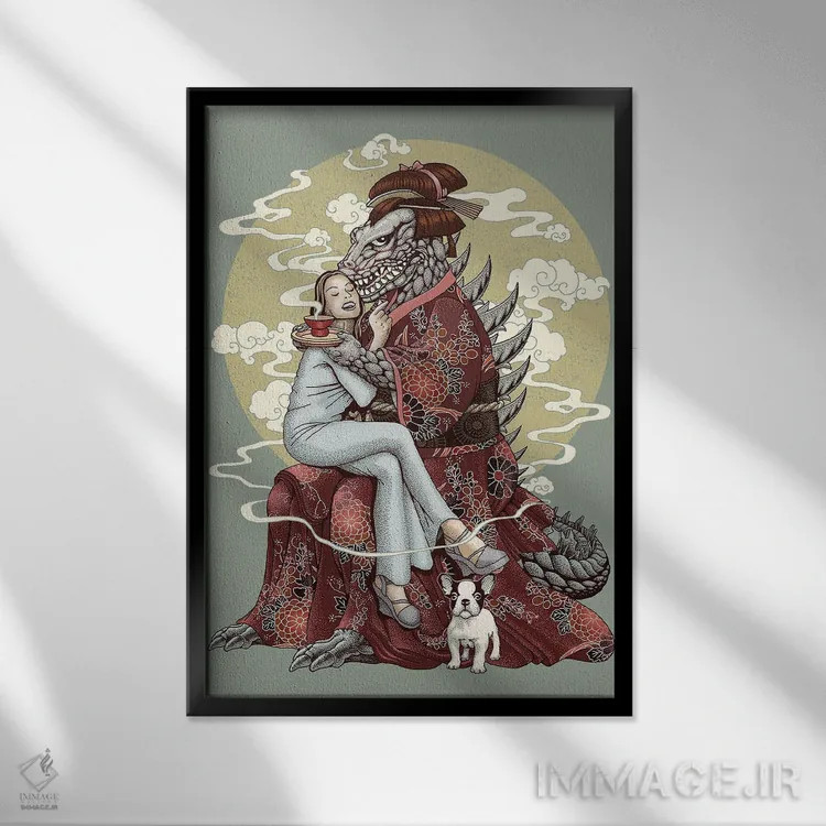 تابلو من را دوست بدار، سگم را هم دوست بدار اثر آدام لاولس - نمای قابدار مشکی