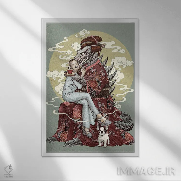 تابلو من را دوست بدار، سگم را هم دوست بدار اثر آدام لاولس - نمای قابدار سفید