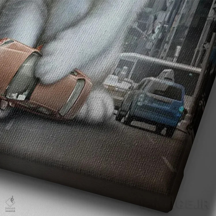 تابلو حمله میو اثر آدام لاولس - نمای نزدیک بافت بوم