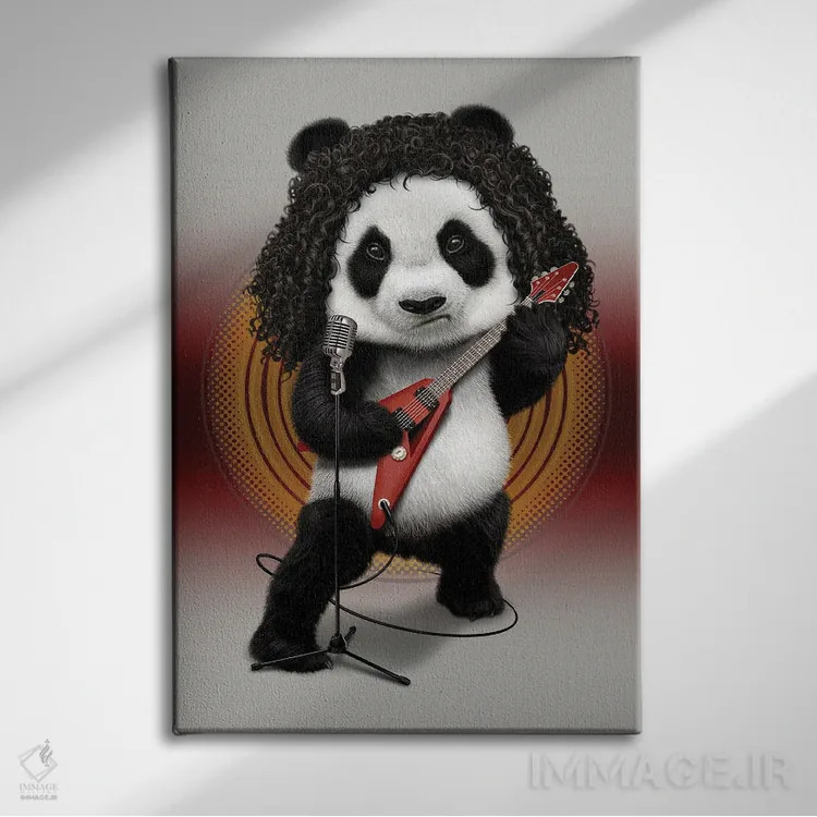 تابلو پاندای فلزی اثر آدام لاولس - نمای روبهرو روی دیوار