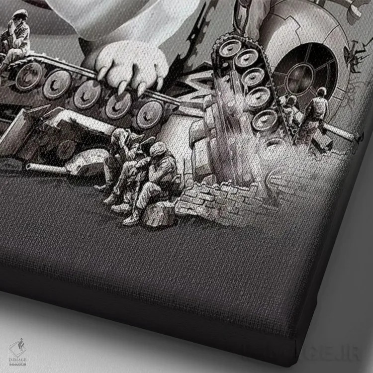 تابلو ماموریت اشتباه پیش رفت اثر آدام لاولس - نمای نزدیک بافت بوم