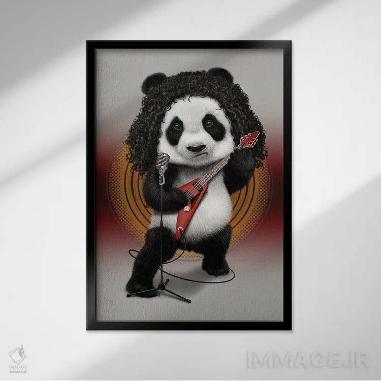 تابلو پاندای فلزی اثر آدام لاولس - نمای قابدار مشکی