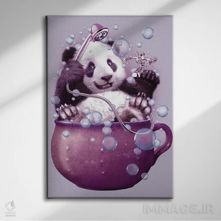 تابلو حمام پاندا اثر آدام لاولس - نمای روبهرو روی دیوار