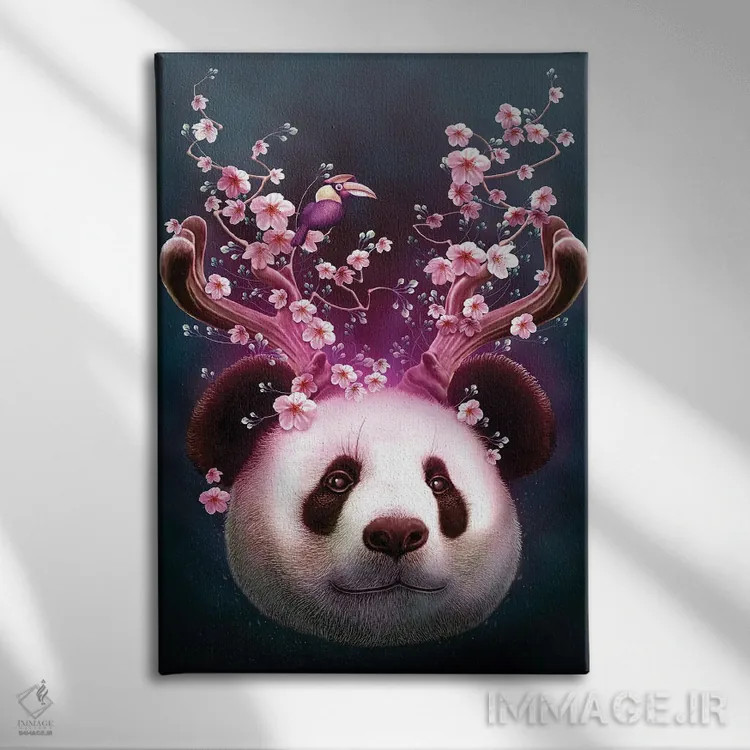 تابلو پاندا با شاخ بالا اثر آدام لاولس - نمای روبهرو روی دیوار