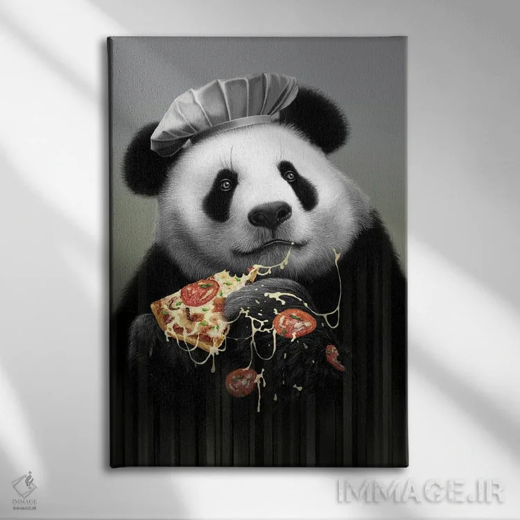 تابلو پاندا عاشق پیتزا اثر آدام لاولس - نمای روبهرو روی دیوار