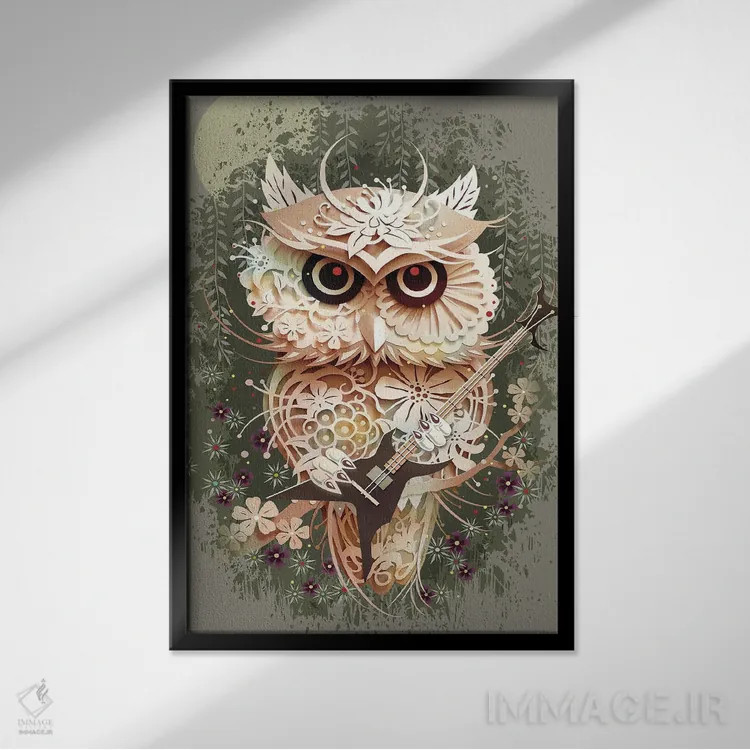 تابلو جغد جشنواره هوی متال اثر آدام لاولس - نمای قابدار مشکی