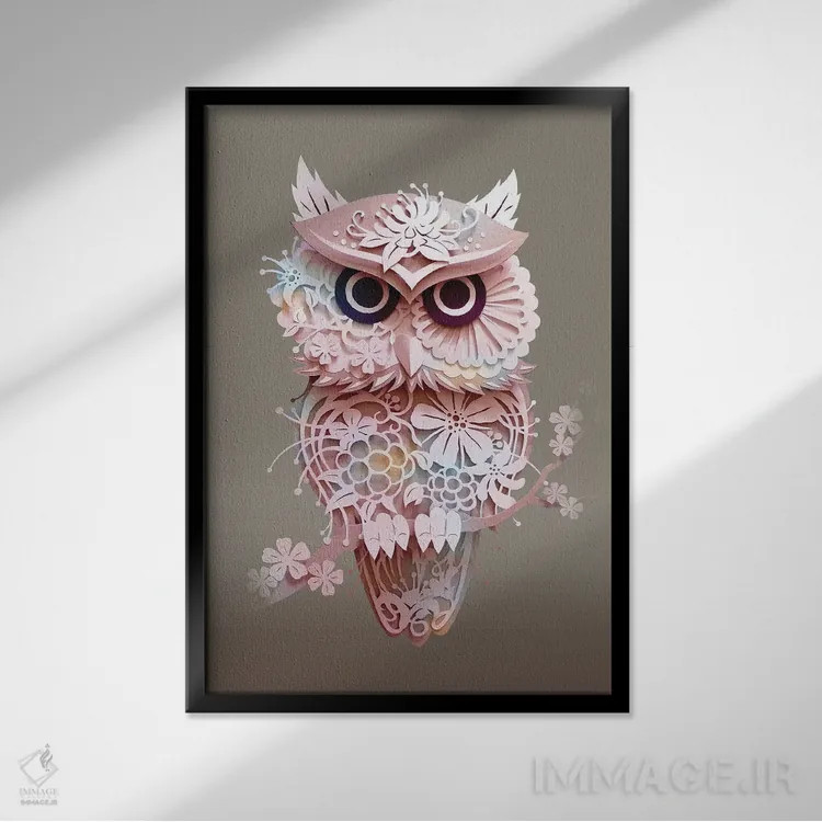 تابلو جغد در بهار اثر آدام لاولس - نمای قابدار مشکی