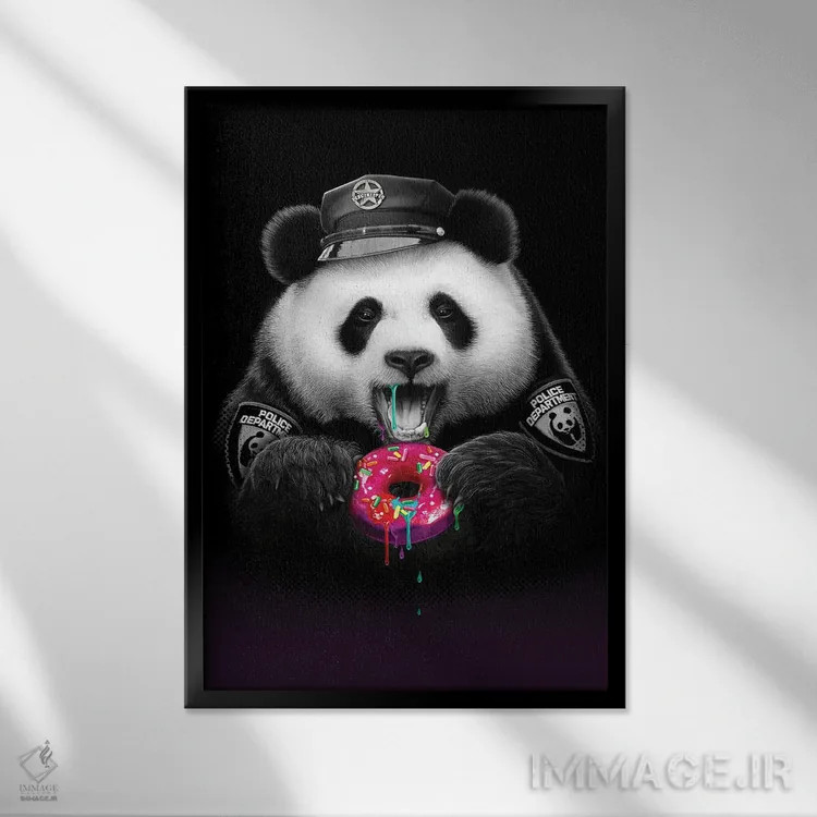 تابلو پاندا عاشق دونات اثر آدام لاولس - نمای قابدار مشکی