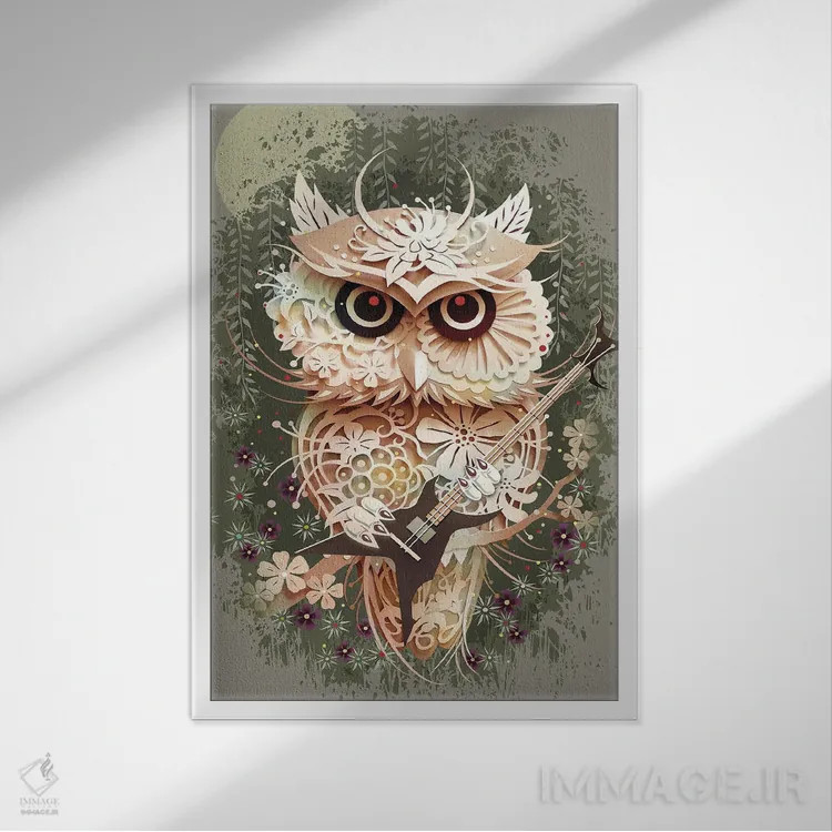 تابلو جغد جشنواره هوی متال اثر آدام لاولس - نمای قابدار سفید