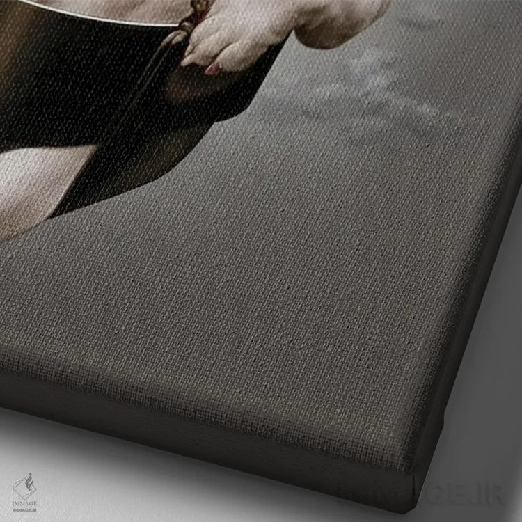 تابلو سگ چترباز اثر آدام لاولس - نمای نزدیک بافت بوم