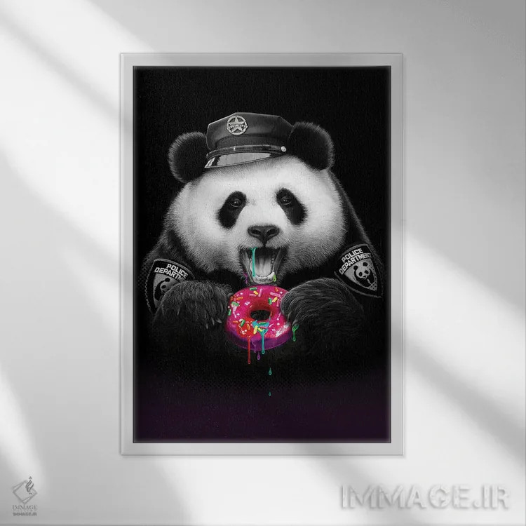 تابلو پاندا عاشق دونات اثر آدام لاولس - نمای قابدار سفید