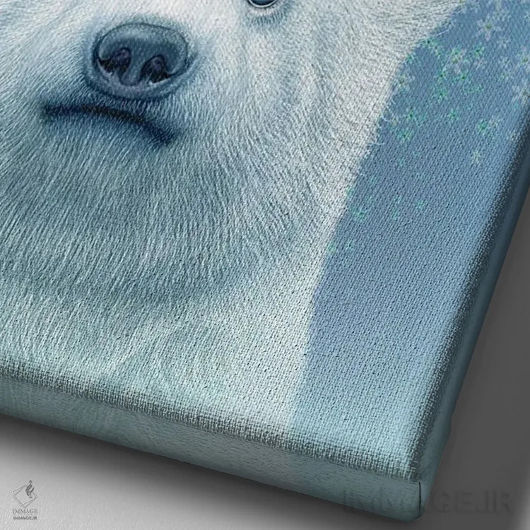 تابلو خرس قطبی با شاخ بالا اثر آدام لاولس - نمای نزدیک بافت بوم