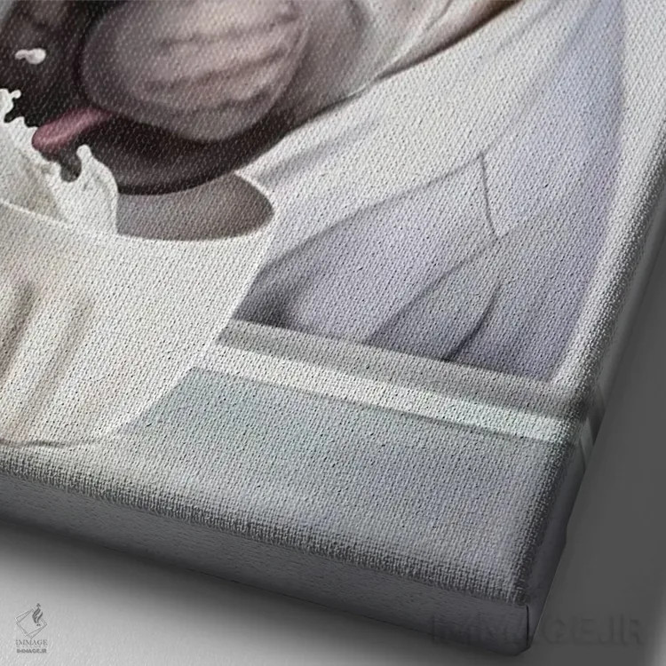 تابلو پاگ در حال نوشیدن (پاگ، نژاد سگ) اثر آدام لاولس - نمای نزدیک بافت بوم