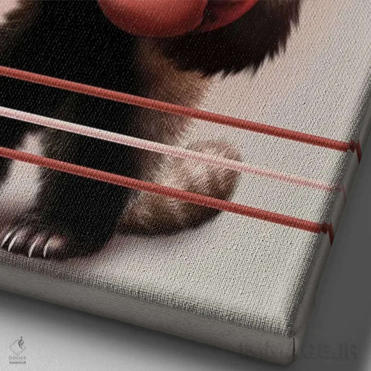 تابلو پاندای قرمز بوکسور اثر آدام لاولس - نمای نزدیک بافت بوم