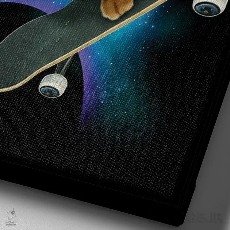 تابلو گربهٔ اسکیتباز اثر آدام لاولس - نمای نزدیک بافت بوم