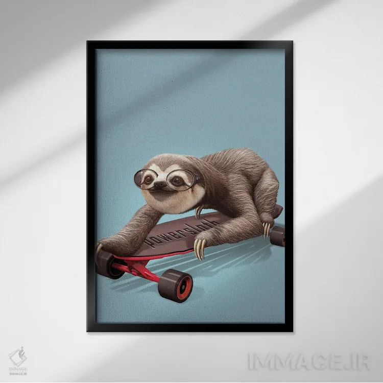 تابلو تنبل اسکیتباز اثر آدام لاولس - نمای قابدار مشکی