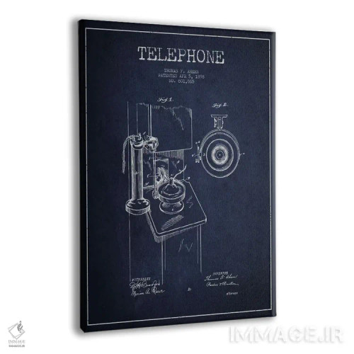 تابلو نقشهٔ پتنت تلفن آهرن (آبی) اثر پیکسل کهنه (استودیو/نام هنری) - نمای پرسپکتیو محصول