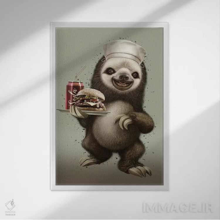 تابلو تنبل گارسون اثر آدام لاولس - نمای قابدار سفید