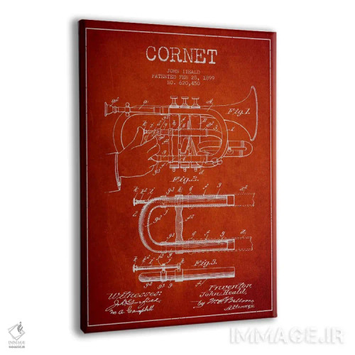 تابلو نقشهٔ پتنت کرنت (قرمز) اثر پیکسل کهنه (استودیو/نام هنری) - نمای پرسپکتیو محصول