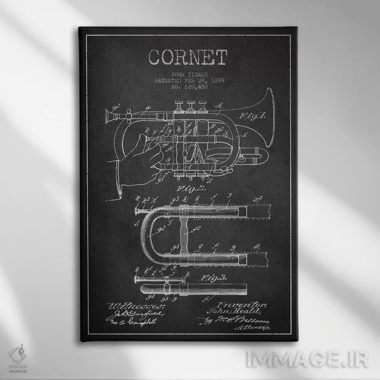 تابلو نقشهٔ پتنت کرنت (ذغالی) اثر پیکسل کهنه (استودیو/نام هنری) - نمای روبهرو روی دیوار