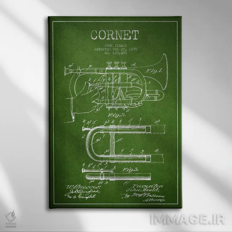 تابلو نقشهٔ پتنت کرنت (سبز) اثر پیکسل کهنه (استودیو/نام هنری) - نمای روبهرو روی دیوار