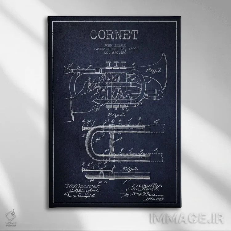 تابلو نقشهٔ پتنت کرنت (آبی نفتی) اثر پیکسل کهنه (استودیو/نام هنری) - نمای روبهرو روی دیوار