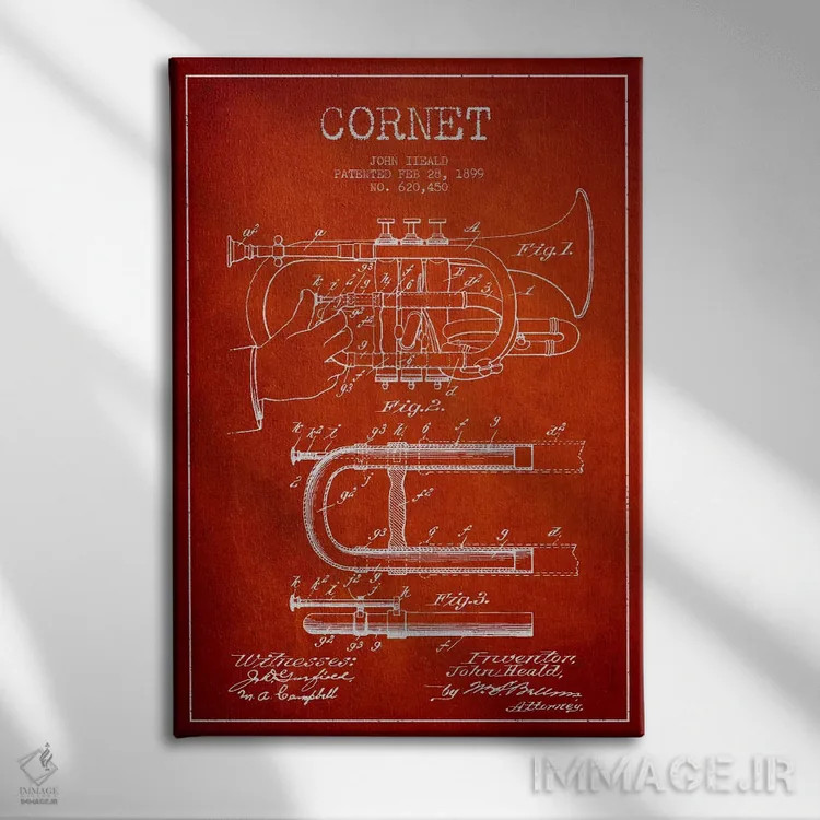 تابلو نقشهٔ پتنت کرنت (قرمز) اثر پیکسل کهنه (استودیو/نام هنری) - نمای روبهرو روی دیوار