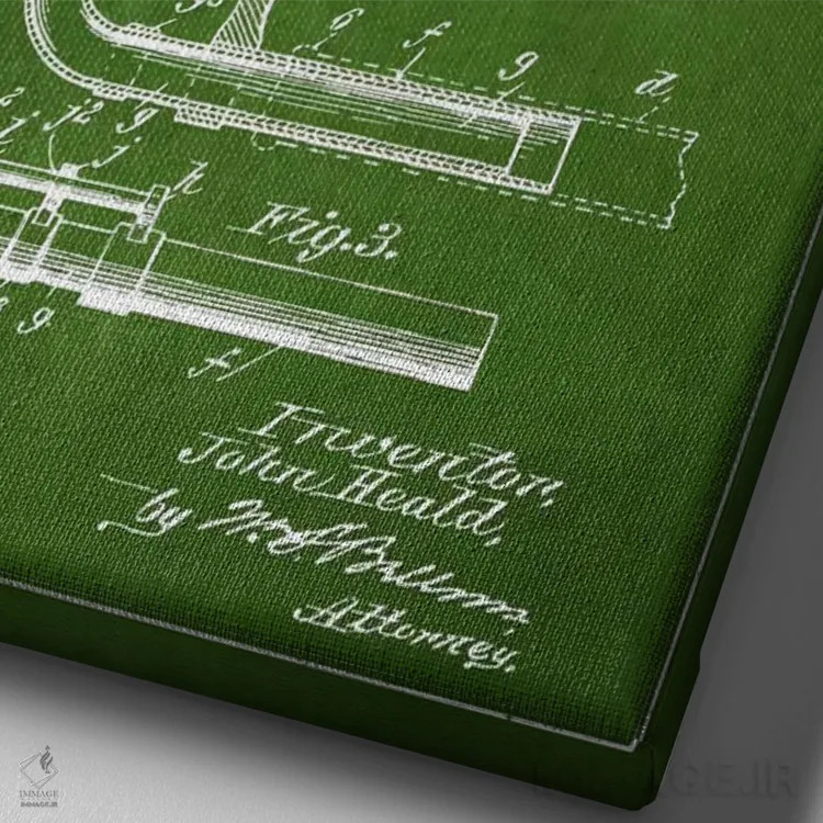 تابلو نقشهٔ پتنت کرنت (سبز) اثر پیکسل کهنه (استودیو/نام هنری) - نمای نزدیک بافت بوم