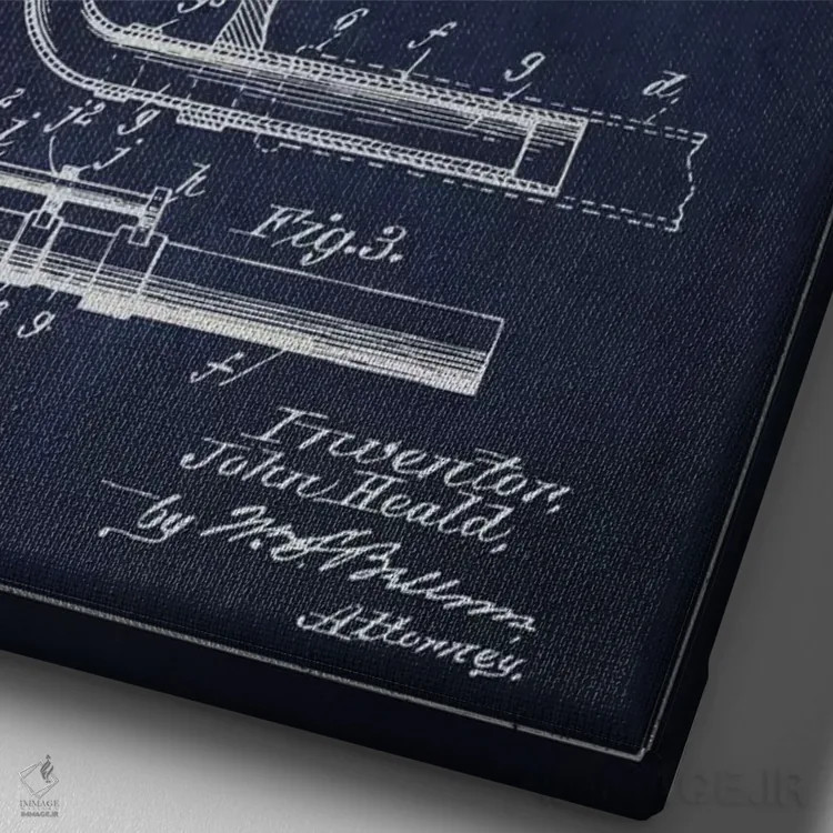 تابلو نقشهٔ پتنت کرنت (آبی نفتی) اثر پیکسل کهنه (استودیو/نام هنری) - نمای نزدیک بافت بوم