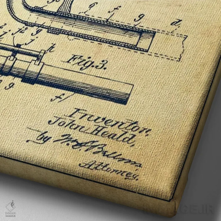 تابلو نقشهٔ پتنت کرنت (قدیمی) اثر پیکسل کهنه (استودیو/نام هنری) - نمای نزدیک بافت بوم