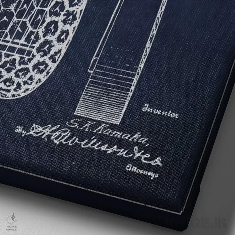 تابلو نقشهٔ پتنت یوکلِلی (آبی نفتی) اثر پیکسل کهنه (استودیو/نام هنری) - نمای نزدیک بافت بوم