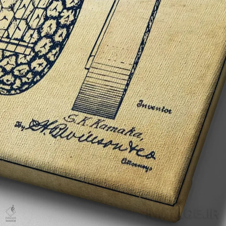 تابلو نقشهٔ پتنت یوکلِلی (قدیمی) اثر پیکسل کهنه (استودیو/نام هنری) - نمای نزدیک بافت بوم