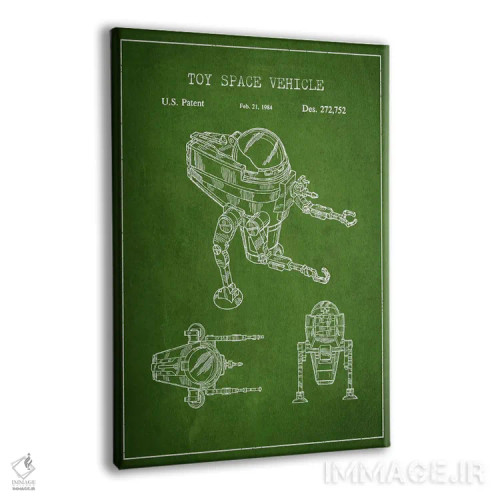 تابلو نقشهٔ پتنت ربات اسباببازی (سبز) اثر پیکسل کهنه (استودیو/نام هنری) - نمای پرسپکتیو محصول