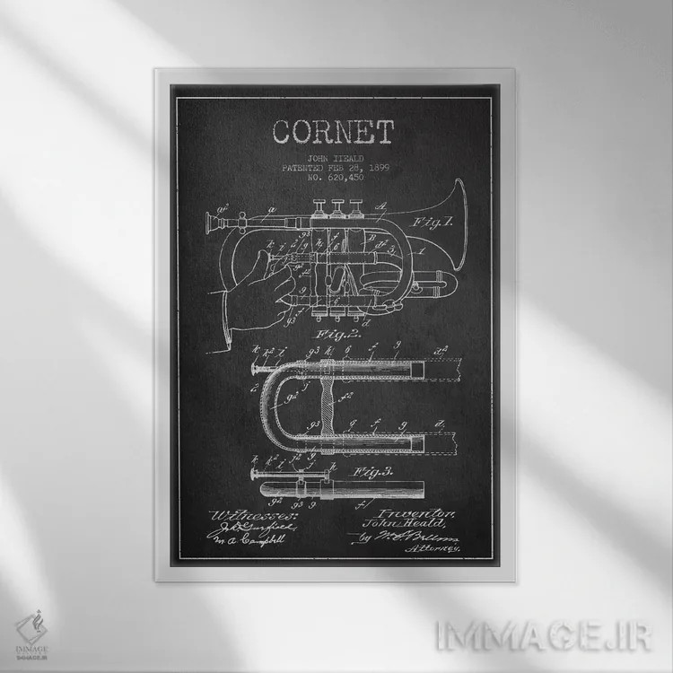 تابلو نقشهٔ پتنت کرنت (ذغالی) اثر پیکسل کهنه (استودیو/نام هنری) - نمای قابدار سفید