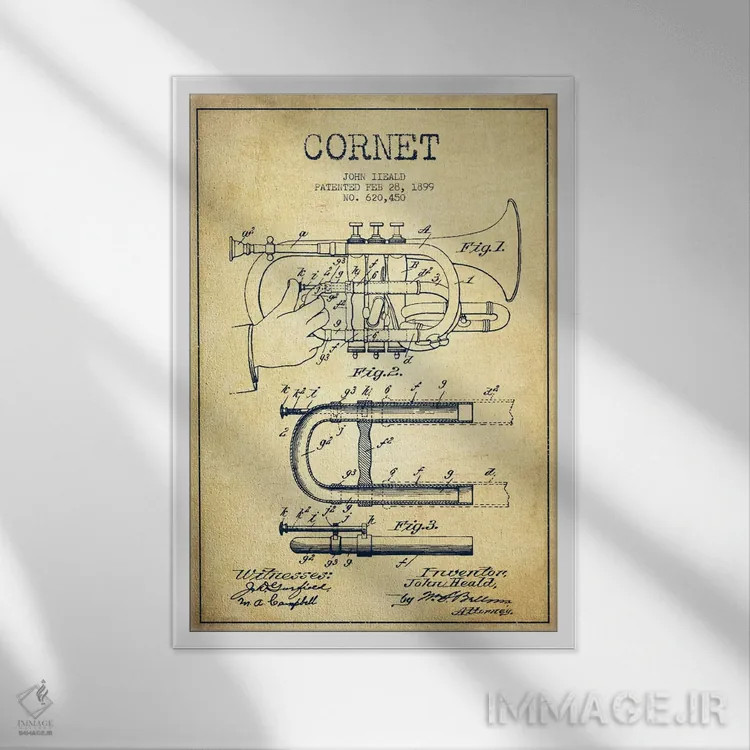 تابلو نقشهٔ پتنت کرنت (قدیمی) اثر پیکسل کهنه (استودیو/نام هنری) - نمای قابدار سفید