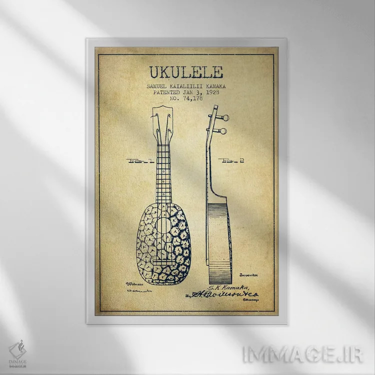 تابلو نقشهٔ پتنت یوکلِلی (قدیمی) اثر پیکسل کهنه (استودیو/نام هنری) - نمای قابدار سفید