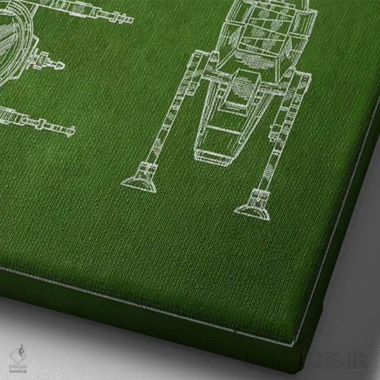 تابلو نقشهٔ پتنت ربات اسباببازی (سبز) اثر پیکسل کهنه (استودیو/نام هنری) - نمای نزدیک بافت بوم