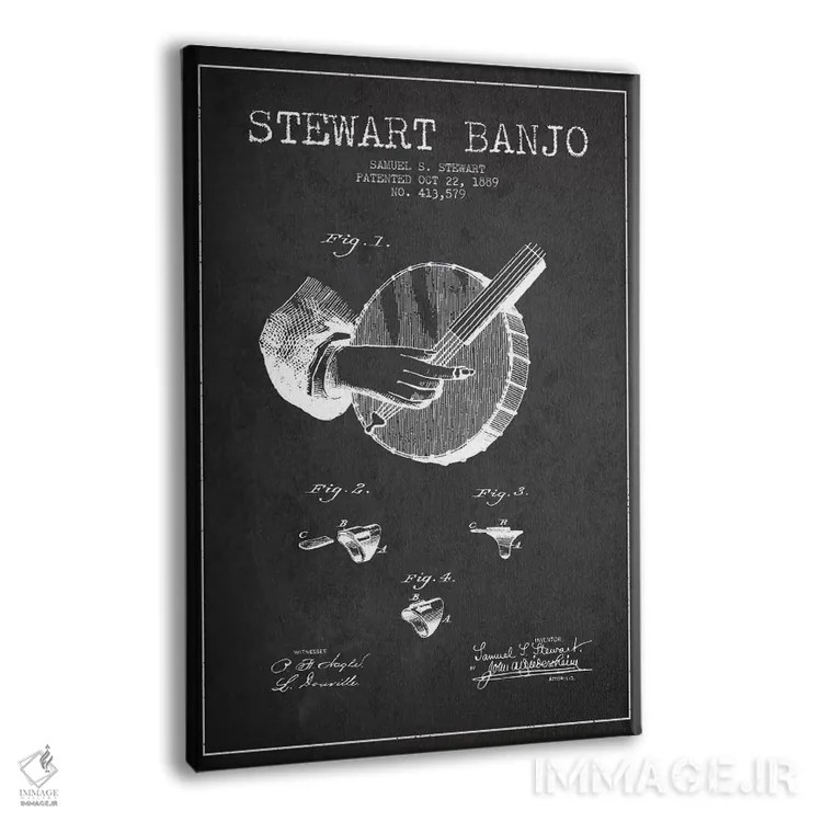 تابلو نقشهٔ پتنت بانجو استوارت (ذغالی) اثر پیکسل کهنه (استودیو/نام هنری) - نمای پرسپکتیو محصول