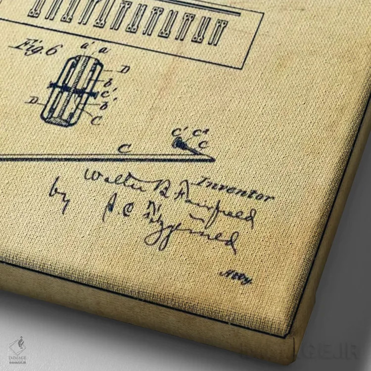 تابلو نقشهٔ پتنت هارمونیکا (قدیمی) اثر پیکسل کهنه (استودیو/نام هنری) - نمای نزدیک بافت بوم