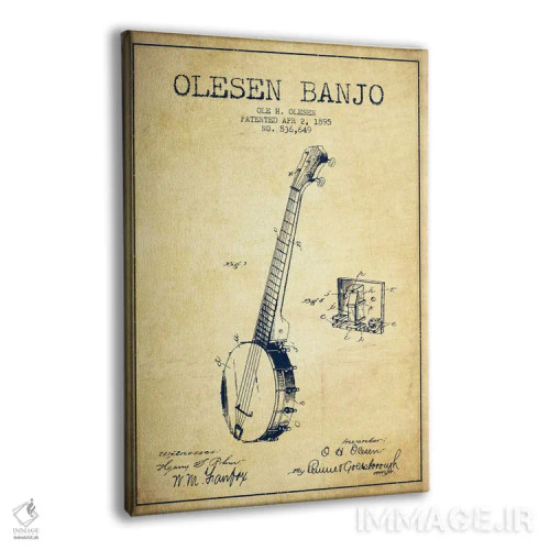 تابلو نقشهٔ پتنت بانجو اولسن (قدیمی) اثر پیکسل کهنه (استودیو/نام هنری) - نمای پرسپکتیو محصول