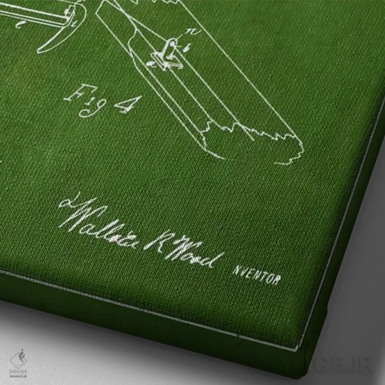 تابلو نقشهٔ پتنت بانجو چوبی (سبز) اثر پیکسل کهنه (استودیو/نام هنری) - نمای نزدیک بافت بوم