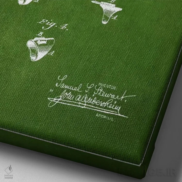 تابلو نقشهٔ پتنت بانجو استوارت (سبز) اثر پیکسل کهنه (استودیو/نام هنری) - نمای نزدیک بافت بوم